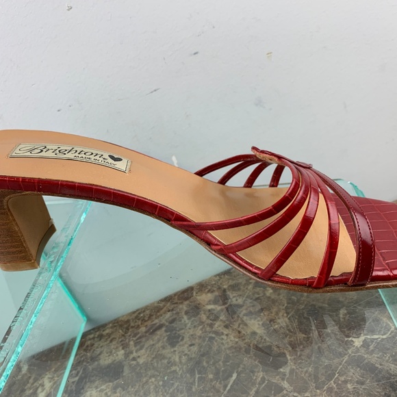 Brighton Italy Trixie Red Leather Dress Heels 8.5M - Picture 2 of 8